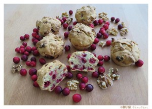 tranebærmuffins med valnødder